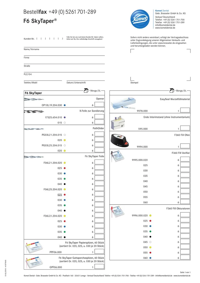 komet-f6-skytaper-bestellfax-ein-feilen-endo-ids2015 image 1