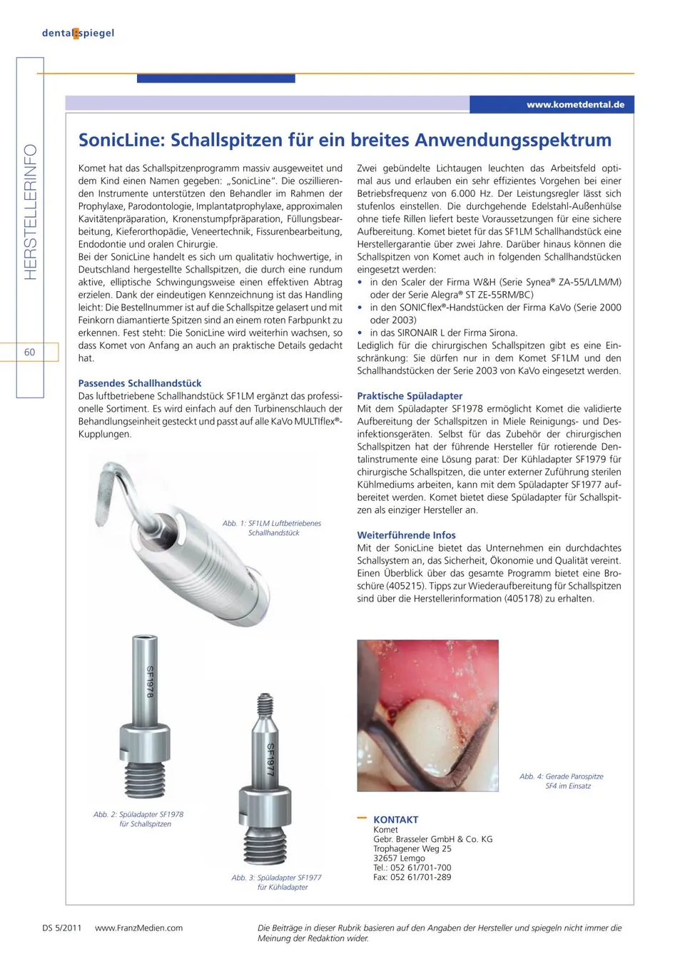 komet-dental-sonicline-fachbericht-schallspitzen-dental-spiegel-2011 image 1